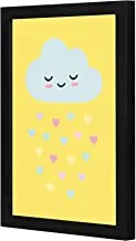 LOWHA Cute cloud yellow Wall art wooden frame Black color 23x33cm By LOWHA