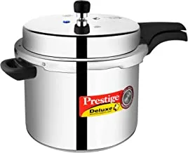 Prestige Deluxe Plus Pressure Cooker 10 Ltr | Aluminium Pressure Cooker With Lid | Exclusive Pressure Indicator | Induction Compatible - Silver