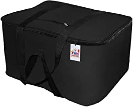 Fun Homes Rexine Jumbo حقيبة تخزين مقاومة للرطوبة تحت السرير مع إغلاق ومقبض بسحاب (أسود)