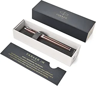 Parker Im Rollerball Pen | Premium Dark Espresso Chiselled | Fine Point Ink Refil| Gift Box | 8803, 1931682