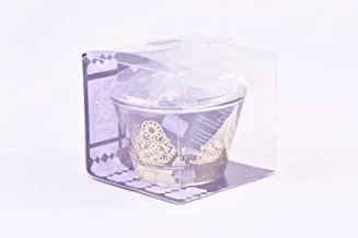 وعاء سكر زجاجي من الوستارية + غطاء قطعتين من عسلي ذهبي كاميلوت