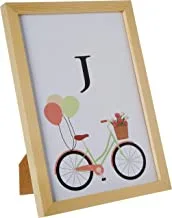 LOWHA J letter bike balloons Wall Art with Pan Wood framed Ready to hang for home, bed room, office living room Home decor hand made wooden color 23 x 33cm By LOWHA