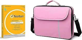 Laptop Bag, Datazone Shoulder Bag 15.6 Inch Pink With Norton AntivirUS Basic 1 USer 1 Device With 1 Year Subscription.