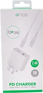 Iends Ie-Ad6502 30W Pd Charger With Type-C To Type-C Cable, White, USB