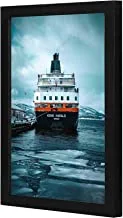 LOWHA Docked Ship Wall art wooden frame Black color 23x33cm By LOWHA