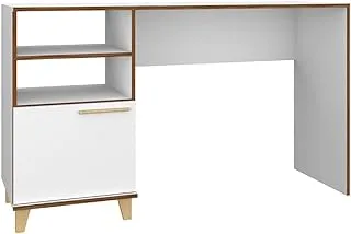 BRV Móveis MDP Office Table with Three Shelves, BC 67-160, White/Pinus Feet, H79 x W44.5 x D135 cm