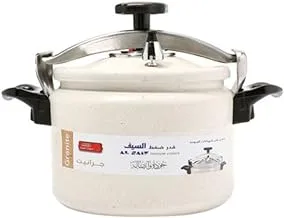 Al Saif Aluminum Granite Pressure Cooker Size: 9Liter, Color: Pearl White