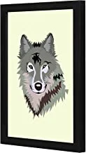 LOWHA yellow wolf Wall art wooden frame Black color 23x33cm By LOWHA