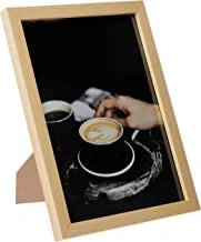 لووا فنجان قهوة كابتشينو مع مقلاة خشبية بإطار جاهز للتعليق للمنزل ، غرفة النوم ، غرفة المعيشة والمكتب ، ديكور المنزل مصنوع يدويًا ، لون خشبي 23 × 33 سم من LOWHA