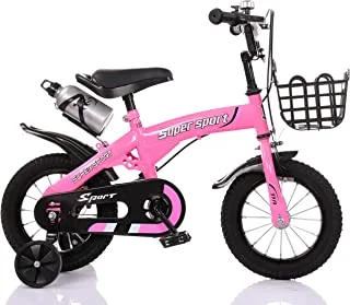 Zhitong Children's Bikes With Training Wheels & Water Bottle 12 Inch, Pink