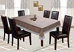 Kuber Industries Checkered Design Pvc 6 Seater Dining Table Cover (Brown)-Ctktc14367