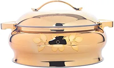 SOLETER Hotpot Casserole With Two Handles & Gold Flower | Insulated Bowl Great Bowl for Holiday & Dinner | Keeps Food Hot & Fresh for Long Hours (4 Liter)