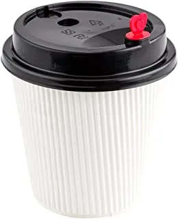 Disposable Black BPA Free Coffee Cup Lid With Red Heart Stopper Plug - Fits 8-OZ, 12-OZ and 16-OZ Cups: Perfect for Coffee Shops and Restaurant Takeout - Recyclable - 500ct Box - Restaurantware
