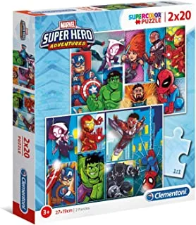 Clementoni Kids Puzzle, Marvel Super Heroes Puzzle 2 × 20 Pieces (27 × 19 cm), for Ages 3+ Years Old