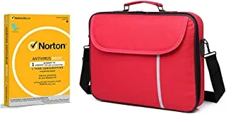Laptop Bag, Datazone Shoulder Bag 15.6 Inch Red With Norton AntivirUS Basic 1 USer 1 Device With 1 Year Subscription.