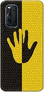جراب Jim Orton بتصميم غير لامع مصمم لهاتف Vivo V19-Handprint Yellow Black