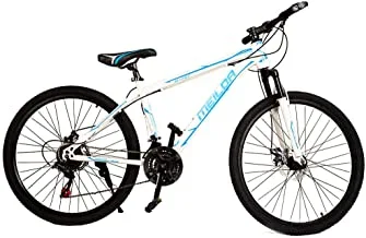 دراجة الكبار ، 21 سرعة ، حجم العجلة 26 بوصة ، مع شوكة أمامية ، قرص الفرامل - أبيض / أزرق