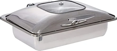 Sunnex Oslo Stainless Steel Induction Chafer;Full Size/ 8.5Ltr / 9.0U.S.Qt/Glass Lid/With Spoon Rest - W37120 Ubu