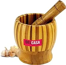 Delcasa Pestle & Mortar Set | Premium Bamboo | Natural Lightweight Pestle & Mortar Set | Durable, Long-Lasting & Easy Cleaning Mixing Bowl | Ideal for Herbs Spices Ginger Garlic Grinder & Crusher