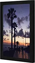 LOWHA Palm Trees Near Sea Wall art wooden frame Black color 23x33cm By LOWHA
