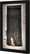 لووا كات أمام الباب إطار حائط فني خشبي لون أسود 23x33 سم من LOWHA
