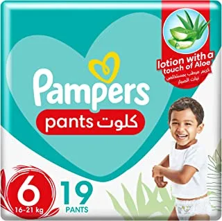 Pampers Aloe Vera, Size 6, Large, 16-21kg, Carry Pack, 19 Pants Diapers