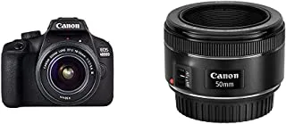 Canon EOS 4000D EF-S 18-55mm III Lens - Black & Canon EF 50mm f / 1.8 STM Standard Lens، Black