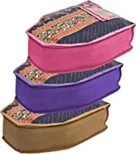 Kuber Industries 3 Piece Non Woven Blouse Cover With Front Transparent Window With Attached Pocket Set (Brown & Purple & Pink) Standard