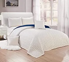 Moon Compressed Two-Sided Velvet Comforter Set, King Size, Off White, 6 Pieces
