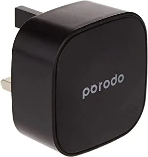 Porodo Super-Compact Fast Wall Charger Pd 20W Uk With Braided Type-C To Lightning Cable 1.2M - Black