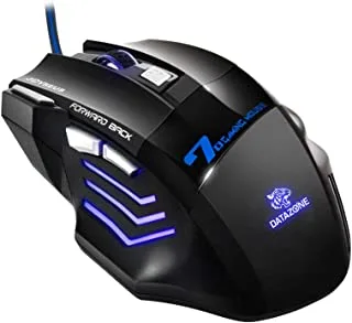 Datazone Comfortable Illuminated Ubs Wired Gaming Mouse, Programmable Buttons, Dpi For Windows Pc Enthusiasts (Black)-X7