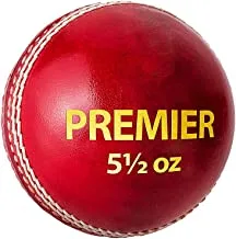 DSC Premier Leather Cricket Ball (Red)| Water Proofed Leather Ball | Suitable for Practice Game | Tournament Game | Top Quality Cork