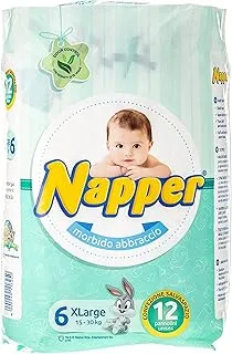 Napper Morbido Abbraccio Soft Hug Parmon Diapers 12-Count for 15 kg-30 kg, X_Large, Size 6 - Light Green