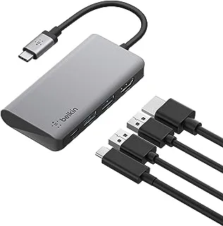 Belkin Usb C 4-In-1 Multiport Adapter (With 4K Hdmi, Usb-C 100W Pd Pass-Through Charging, 2 X Usb A Ports For Macbook Pro, Macbook Air, Ipad Pro, Xps And More), Black