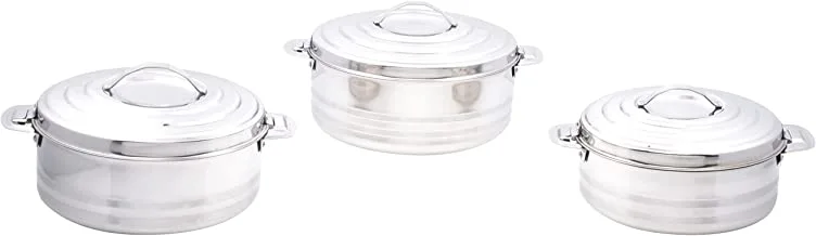 3PCs Stainless-Steel Hotpot With Two Handles | Insulated Bowl Great Bowl for Holiday & Dinner | Keeps Food Hot & Fresh for Long Hours
