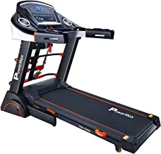 Powermax fitness tda-230m (4.0hp peak) multi-function motorized treadmill with free virtual assistance, semi-automatic lubrication, home use & automatic incline, black