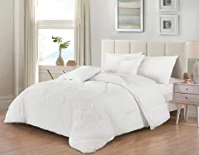 Cozy And Warm Winter Velvet Fur Reversible Comforter Set, Single Size (160 X 210 Cm) 4 Pcs Soft Bedding Set, Strong And Trendy Stitched Design, Flrcm, White