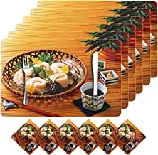Kuber Industries Placemat Set With Tea Coasters|Kitchen Table Mats|Non-Slip Table Mats For Dinning|6 Placemat & 6 Coaster|BROWN