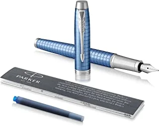 Parker Im Fountain Pen | Premium Pale Blue With Chrome Trim | Medium Nib With Ink Cartidge | Gift Box | 8378, 1931689