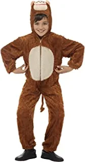 Smiffy's Monkey Costume with Hooded Jumpsuit for Boy ,Brown/White, 7 to 9 Years ,One Size ,30011