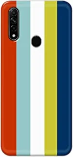 غطاء جراب مصمم بلمسة نهائية غير لامعة من Khaalis لهاتف Oppo A31 / A8- خطوط رأسية زرقاء وبيضاء Freen