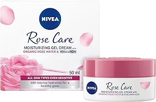 NIVEA Face Cream Gel Moisturizing, Rose Care with Organic Rose Water, All Skin Types, 50ml