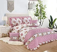 Floral Compressed 6Pcs Comforter Set By Moon, King Size - Hbhd-008, Multi Color, Microfiber