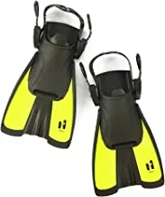 Hirmoz Swimming (Short) Foot Fins Deluxe Design With Mesh Bag. Quick AdJusted Heel Strap. Channel Water More Effectively. Comfort Tested Foot Pocket, Size L(44-48): 84 Prs, Black/Yellow< H-F6845 By L