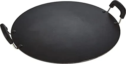 Raj NonStick Round Tawa Fry Pan with Double Side Handle, 34.5 CM, Black, KMT0001, Suitable for Dosa, Crepe, Pancake, Omellete, Chapati, Roti, Paratha