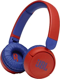 JBL JR310BT Ultra Portable Kids Wireless On-Ear Headphones with Safe Sound, Built-In Mic, 30 Hours Battery, Soft Padded Headband and Ear Cushion - Red, JBLJR310BTRED Medium