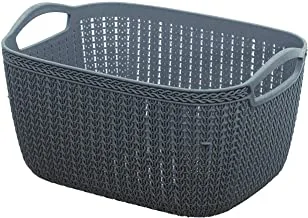 Kuber Industries Q-6 Unbreakable Plastic Multipurpose Large Size Flexible Storage Baskets/Fruit Vegetable Bathroom Stationary Home Basket With Handles (Grey)