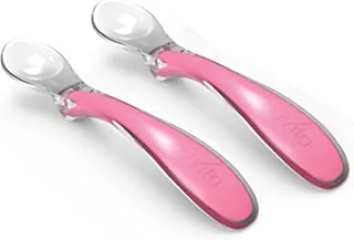 Nuvita Easy Eating Silicone Spoon Set 2 Pieces, Pink - Pack of 1