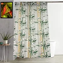 Kuber IndUStries Bamboo Design Pvc Shower Curtain With Hooks, 54X84, Green