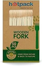 Hotpack Eco Friendly Disposable Wooden Fork 50 Pieces ' 50 Units